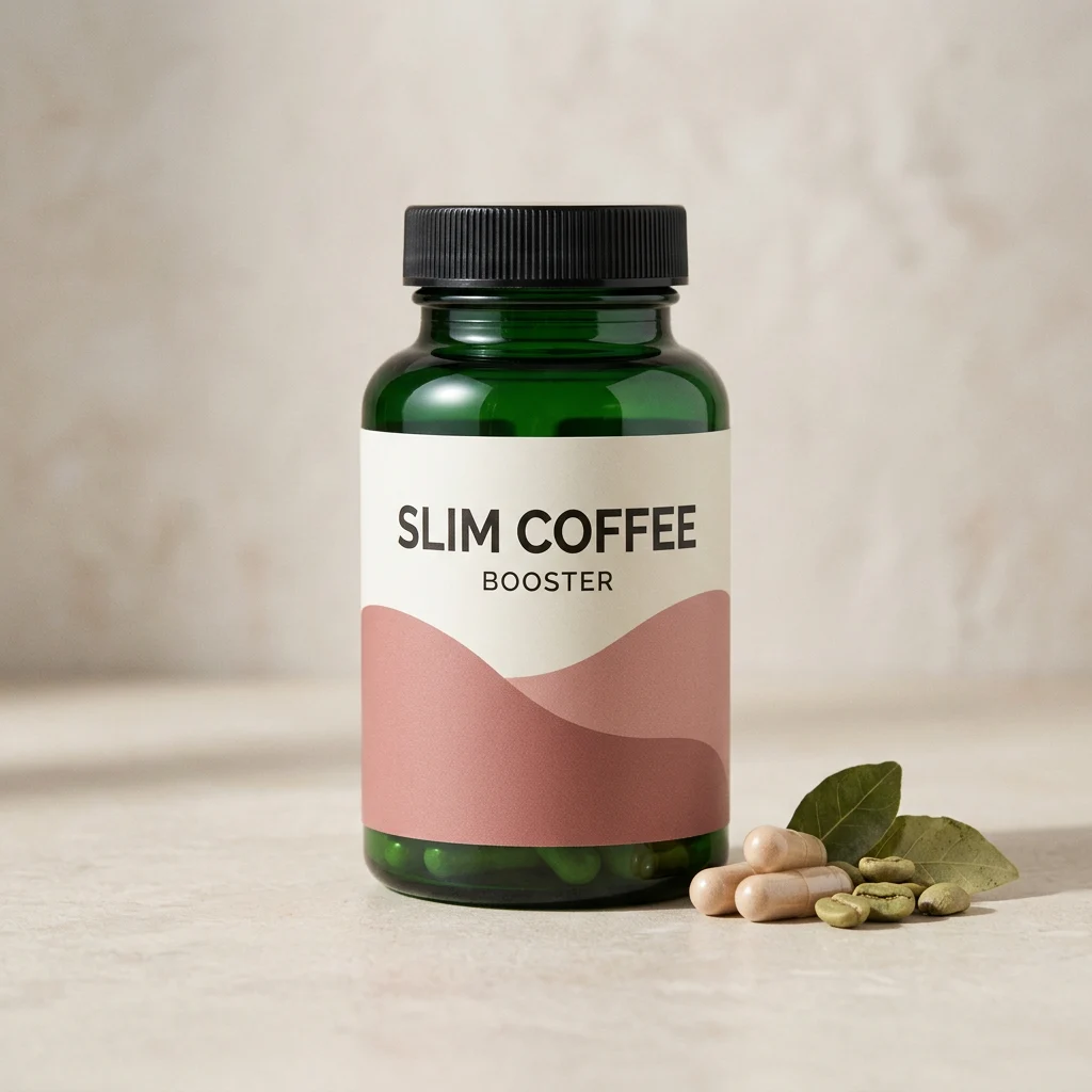 Slim Coffee Booster product box - dark charcoal with pink and gold lettering